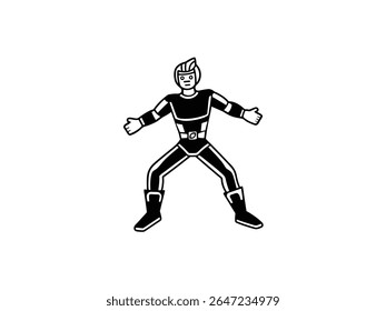 Cartoon robot vector illustration of a strong humanoid . 