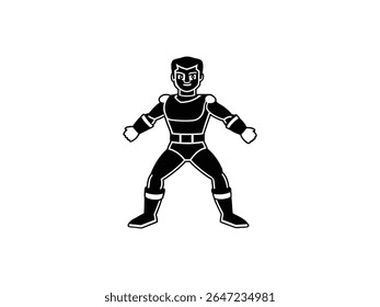 Cartoon robot vector illustration of a strong humanoid . 