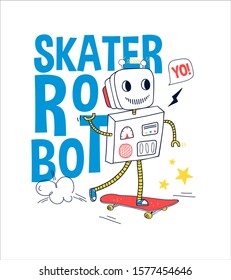 Cartoon robot vector illustration for t-shirt print design or every use