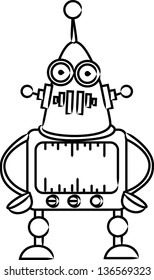 Cartoon robot, vector outline