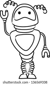 Cartoon robot, vector outline