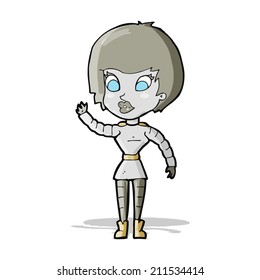 cartoon robot woman waving