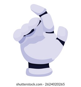 Cartoon robotic arm making a picking gesture with its fingers