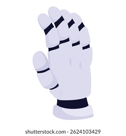 Cartoon robotic arm showing stop sign with its fingers, artificial intelligence