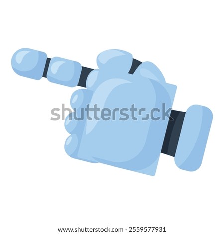 Cartoon robotic hand with pointing finger expressing direction