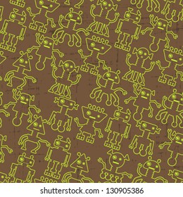 Cartoon robots seamless pattern.