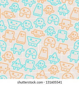 Cartoon robots seamless pattern.