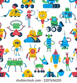 Cartoon Robots Seamless Pattern Vector Background Stock Vector (Royalty ...