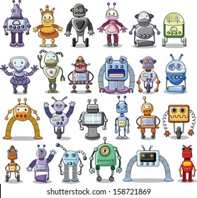 Cartoon Robots Set - Vector 