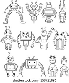Cartoon robots set - vector 