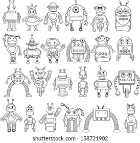 Cartoon robots set - vector 