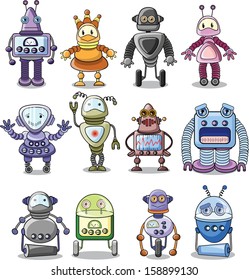 Cartoon robots set - vector 