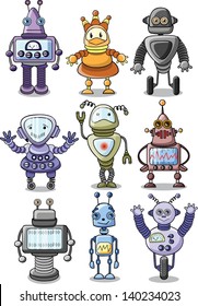 Cartoon robots - vector