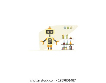 Cartoon robots. Vector illustration of robotics for children.