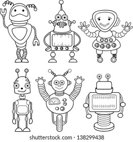 Cartoon robots - vector set