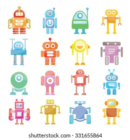 cartoon robots, vector set