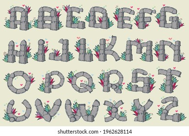 
Cartoon Rock Alphabet Paket für Design.
