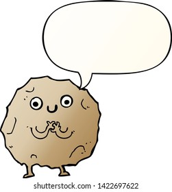 cartoon rock character with speech bubble in smooth gradient style