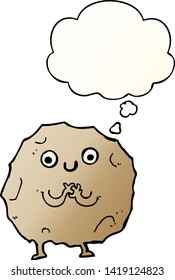 cartoon rock character with thought bubble in smooth gradient style