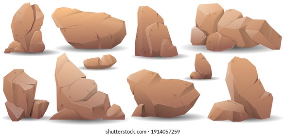 Cartoon rock collection. Background stones 