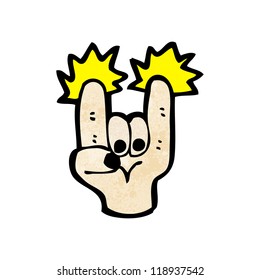 símbolo de la mano del demonio de la roca de dibujos animados