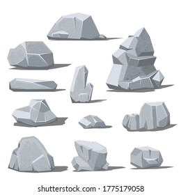 Cartoon rock with shadow on white background. Vector illustration