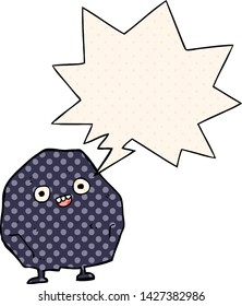 cartoon rock with speech bubble in comic book style