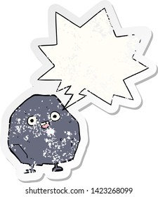 rock de dibujos animados con burbuja de discursos angustiado viejo pegatina
