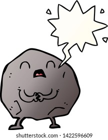 cartoon rock with speech bubble in smooth gradient style