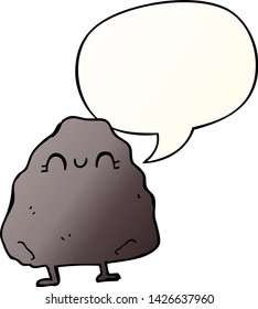 rock de dibujos animados con burbuja de habla en un estilo de gradiente suave