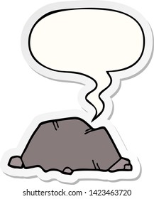 rock de dibujos animados con pegatina de burbujas de palabras