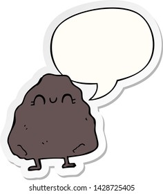 rock de dibujos animados con pegatina de burbujas de palabras