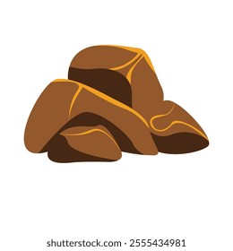 Cartoon rock stone vector illustration, pile of brown rocks clipart, stones boulder clip art, gravel rubble isolated on white background