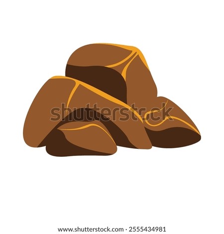 Cartoon rock stone vector illustration, pile of brown rocks clipart, stones boulder clip art, gravel rubble isolated on white background