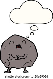 cartoon rock with thought bubble