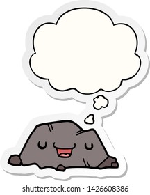 rock de dibujos animados con burbuja de pensamiento como pegatina impresa