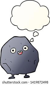 cartoon rock with thought bubble in smooth gradient style