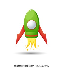 Cartoon rocket 3D vector illustration isolated on background