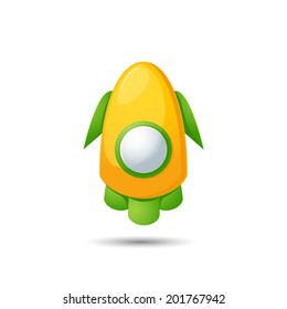 Cartoon rocket 3D vector illustration isolated on background