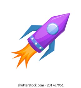 Cartoon rocket 3D vector illustration isolated on background