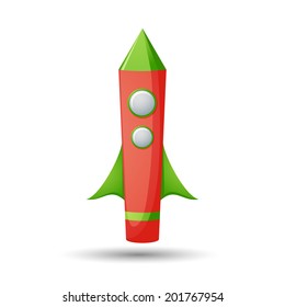 Cartoon rocket 3D vector illustration isolated on background