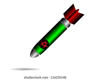 Cartoon rocket bomb, falling isolated on white background - vector