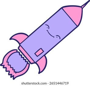 cartoon rocket in bright neon color