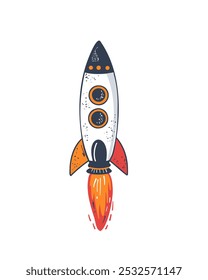 Cartoon rocket in children's style