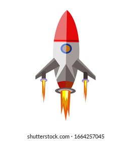Cartoon Rakete Design-Konzept für den Start des Projekts.

