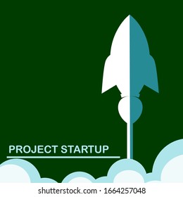 Cartoon Rakete Design-Konzept für den Start des Projekts.

