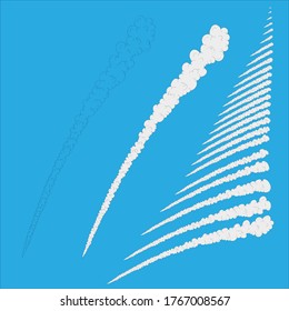 Vuelo de cohetes de caricatura. Conjunto de ilustraciones vectoriales aisladas