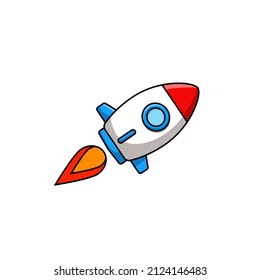 Cartoon rocket in flight.Vector illustration