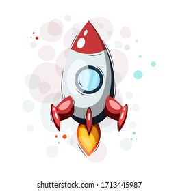 cartoon rocket, hand-drawn, for t-shirts and other purposes.