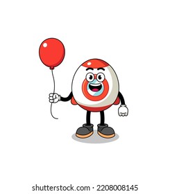 Cartoon of rocket holding a balloon , character design